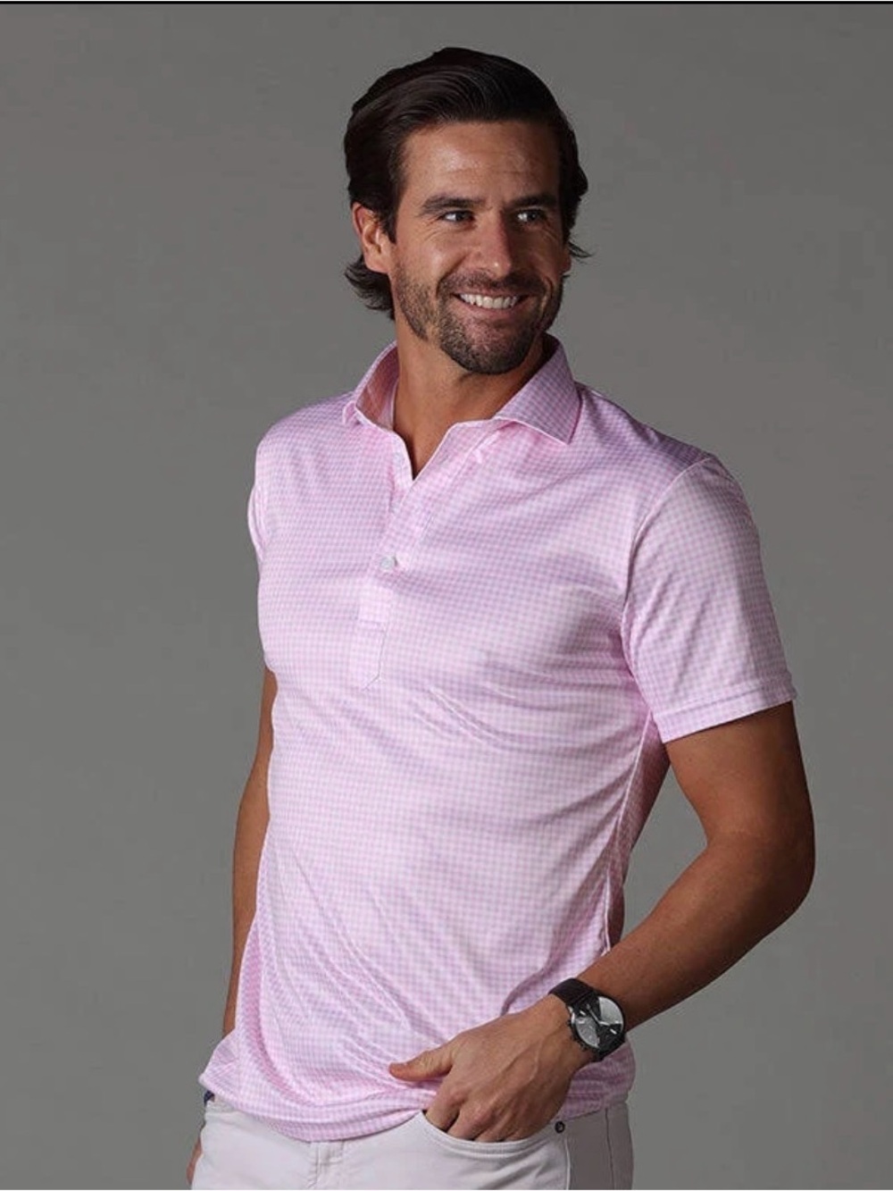 Collars & Co Pink Polo Medium Dress Collar Performance Shirt Mens NWT